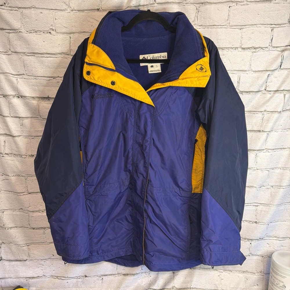 Columbia Ski Coat Womens Purple/Yellow Jacket Large Vintage 2 in 1